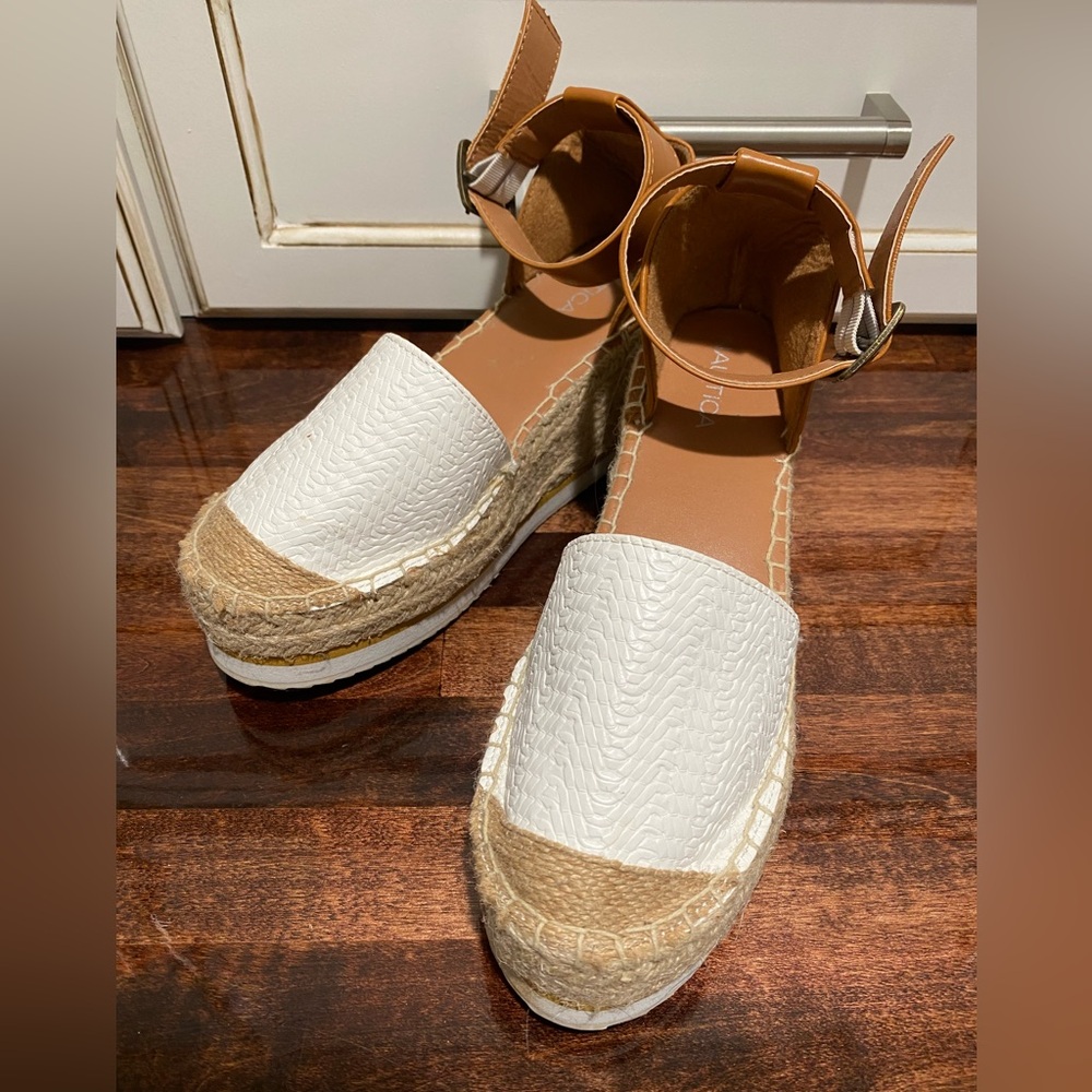 Nautica White and Tan Espadrilles with Classic Style